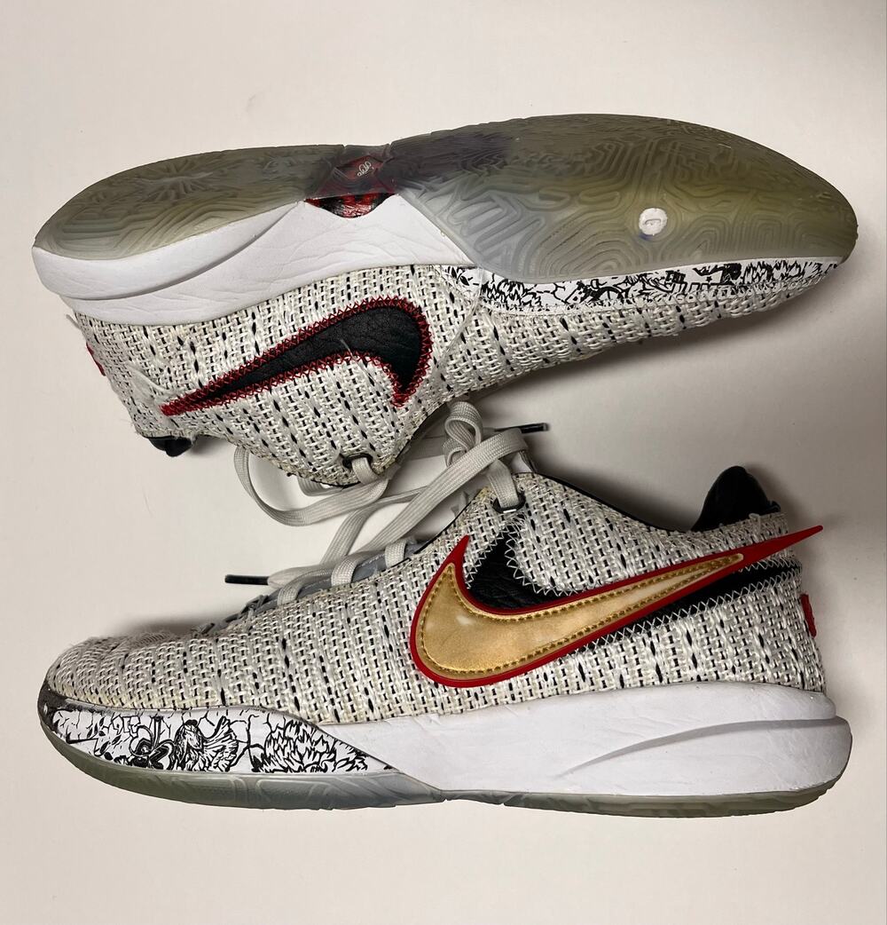 Nike LeBron 20 The Debut DJ5423-100 White Gold Red Men 6 W 7.5 Basketball